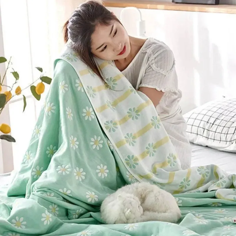 Warm Embrace Bettzeug-Nordische Baumwollgaze-Überwurfdecke - Weiche Cartoon-Tagesdecke für Betten und Sofas