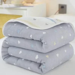 Warm Embrace Bettzeug-Nordische Baumwollgaze-Überwurfdecke - Weiche Cartoon-Tagesdecke für Betten und Sofas