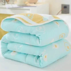 Warm Embrace Bettzeug-Nordische Baumwollgaze-Überwurfdecke - Weiche Cartoon-Tagesdecke für Betten und Sofas