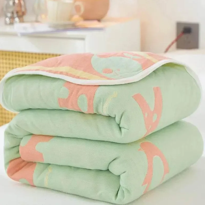 Warm Embrace Bettzeug-Nordische Baumwollgaze-Überwurfdecke - Weiche Cartoon-Tagesdecke für Betten und Sofas