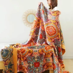 Cozy Haven Bettzeug-Nordische Überwurfdecke aus Baumwolle – weiche Gaze-Sofa-Tagesdecke