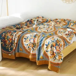 Cozy Haven Bettzeug-Nordische Überwurfdecke aus Baumwolle – weiche Gaze-Sofa-Tagesdecke