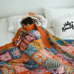 Cozy Haven Bettzeug-Nordische Überwurfdecke aus Baumwolle – weiche Gaze-Sofa-Tagesdecke