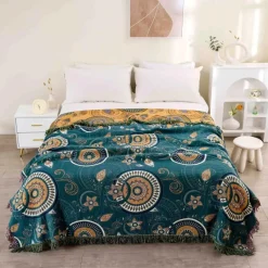 Cozy Haven Bettzeug-Nordische Überwurfdecke aus Baumwolle – weiche Gaze-Sofa-Tagesdecke