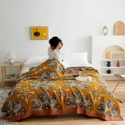 Cozy Haven Bettzeug-Nordische Überwurfdecke aus Baumwolle – weiche Gaze-Sofa-Tagesdecke