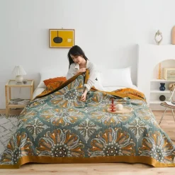 Cozy Haven Bettzeug-Nordische Überwurfdecke aus Baumwolle – weiche Gaze-Sofa-Tagesdecke