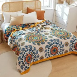 Wrap u0026 Relax Bettzeug-Nordische Blumendecke - Weiche Sommerdeko aus Baumwolle
