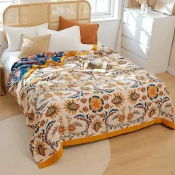 Wrap u0026 Relax Bettzeug-Nordische Blumendecke - Weiche Sommerdeko aus Baumwolle