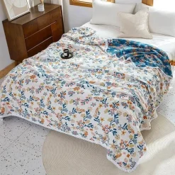Wrap u0026 Relax Bettzeug-Nordische Blumendecke - Weiche Sommerdeko aus Baumwolle