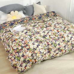 Wrap u0026 Relax Bettzeug-Nordische Blumendecke - Weiche Sommerdeko aus Baumwolle