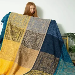 Wrap u0026 Relax Bettzeug-Nordische Boho-Überwurfdecke - Premium-Sofabezug im Retro-Karomuster
