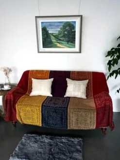 Wrap u0026 Relax Bettzeug-Nordische Boho-Überwurfdecke - Premium-Sofabezug im Retro-Karomuster