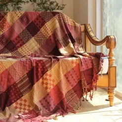 Wrap u0026 Relax Bettzeug-Nordische Boho-Überwurfdecke - Premium-Sofabezug im Retro-Karomuster