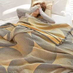 Wrap u0026 Relax Bettzeug-Nordische Geometrie Baumwollgaze Überwurfdecke - Sommer Tagesdecke Sofabezug
