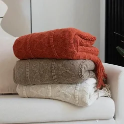 Wrap u0026 Relax Bettzeug-Nordische geometrische Strickdecke – weicher, gemütlicher Überwurf für Betten und Sofas