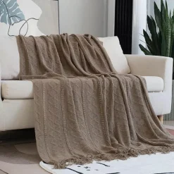 Wrap u0026 Relax Bettzeug-Nordische geometrische Strickdecke – weicher, gemütlicher Überwurf für Betten und Sofas
