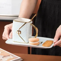 The Cozy Mug Küche & Esszimmer-Nordische Handtaschentasse – Stilvolle Kaffeetasse aus Keramik