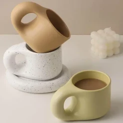 The Cozy Mug Küche & Esszimmer-Nordische Keramiktasse - Handgemachte Kaffeetasse