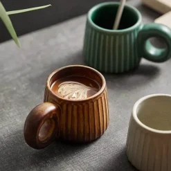 Tom Küche & Esszimmer-Nordische Keramiktasse mit Retro-Ringgriff, handgefertigte Kaffeetasse für gemütliche Schlucke
