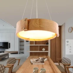 Comfort u0026 Style Beleuchtung-Nordische LED-Pendelleuchte aus Holz – Luxuriöse Wohnraumbeleuchtung