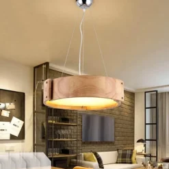 Comfort u0026 Style Beleuchtung-Nordische LED-Pendelleuchte aus Holz – Luxuriöse Wohnraumbeleuchtung