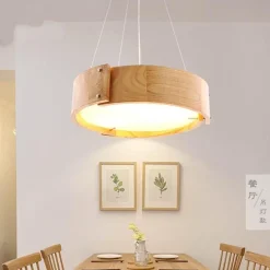Comfort u0026 Style Beleuchtung-Nordische LED-Pendelleuchte aus Holz – Luxuriöse Wohnraumbeleuchtung