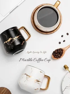 The Cozy Mug Küche & Esszimmer-Nordische Marmor-Keramik-Kaffeetassen – Elegantes Designer-Trinkgeschirr