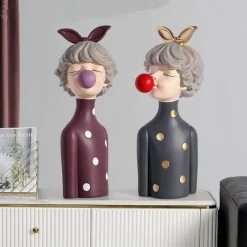 The Gilded Nest Wohndeko-Nordische Mädchen-Skulptur – Bubble Bow-Knot Home Decor Akzent