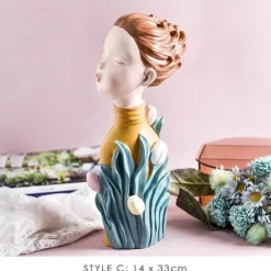 The Gilded Nest Wohndeko-Nordische Mädchen-Skulptur – Bubble Bow-Knot Home Decor Akzent