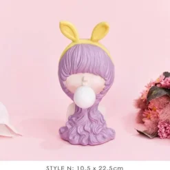 The Gilded Nest Wohndeko-Nordische Mädchen-Skulptur – Bubble Bow-Knot Home Decor Akzent