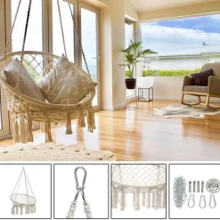 Nomad Gear Camping Im Freien|Outdoor-Artikel-Nordische Outdoor-Hängematte – Gemütliche gestrickte Campingschaukel