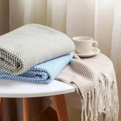 Wrap u0026 Relax Bettzeug-Nordische Streifen Überwurfdecke - Weiches Boho-Sofa-Schlafzimmerdekor