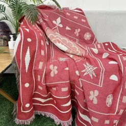 Snug u0026 Soft Bettzeug-Nordische Strickdecke – Bohemian-Überwurf für den Außenbereich für Camping-Wohnzimmerdekor