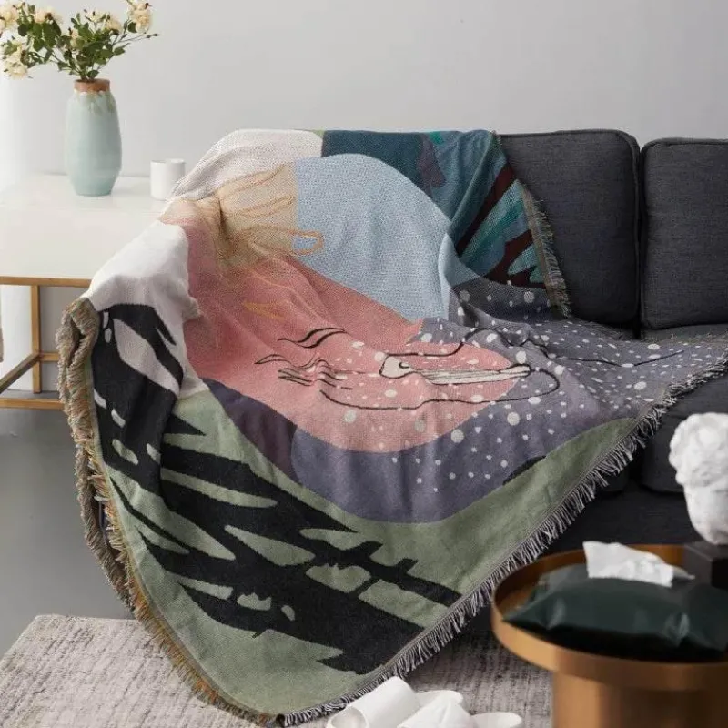 Warm Embrace Bettzeug-Nordische Strickdecke – Multifunktionaler Sofa-Reisebezug