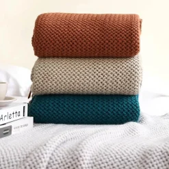 Wrap u0026 Relax Bettzeug-Nordische Strickdecke – Sofadekor aus weicher Wollmischung