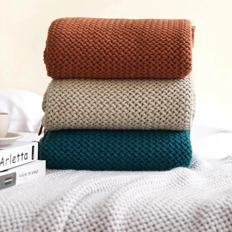 Wrap u0026 Relax Bettzeug-Nordische Strickdecke – Sofadekor aus weicher Wollmischung