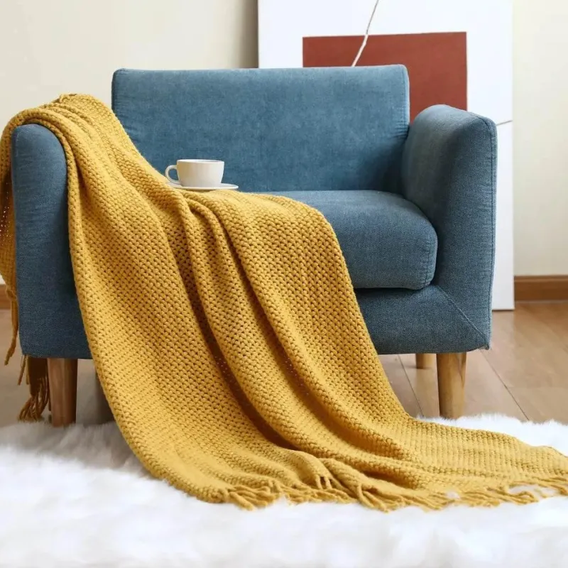 Wrap u0026 Relax Bettzeug-Nordische Strickdecke – Sofadekor aus weicher Wollmischung
