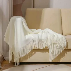 Wrap u0026 Relax Bettzeug-Nordische Strickdecke – Sofadekor aus weicher Wollmischung