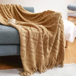 Wrap u0026 Relax Bettzeug-Nordische Strickdecke – Sofadekor aus weicher Wollmischung