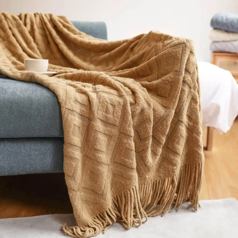Wrap u0026 Relax Bettzeug-Nordische Strickdecke – Sofadekor aus weicher Wollmischung