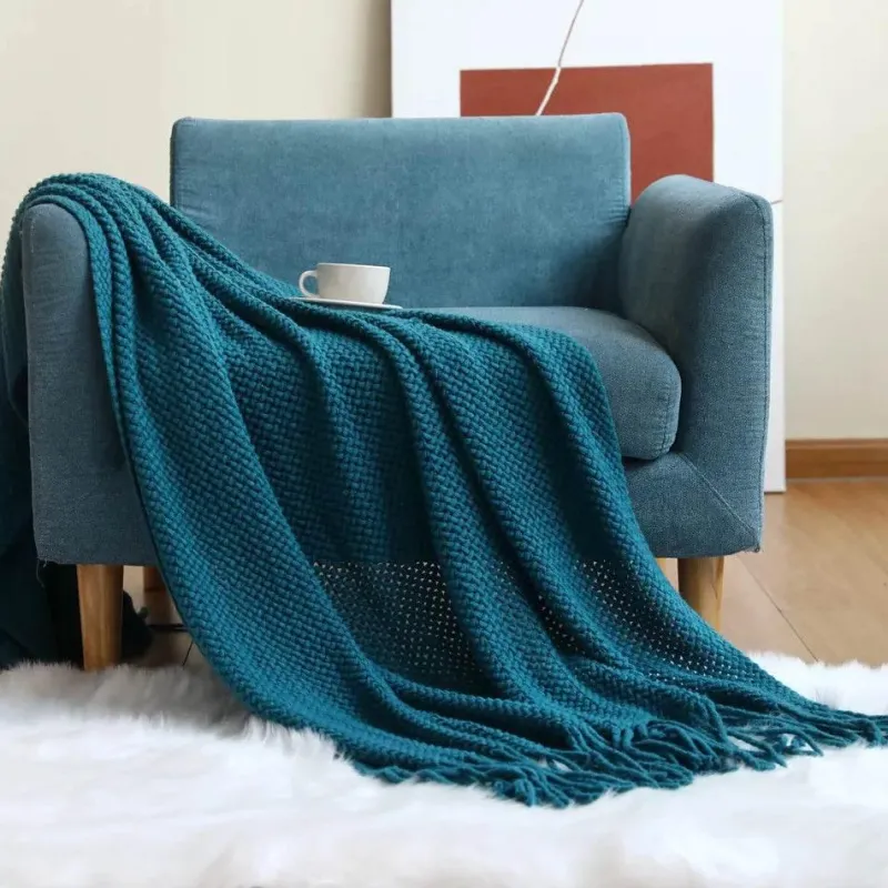 Wrap u0026 Relax Bettzeug-Nordische Strickdecke – Sofadekor aus weicher Wollmischung