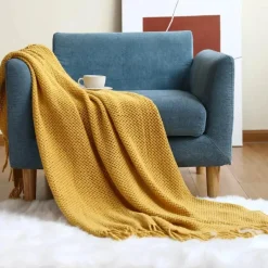 Wrap u0026 Relax Bettzeug-Nordische Strickdecke – Sofadekor aus weicher Wollmischung
