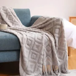 Wrap u0026 Relax Bettzeug-Nordische Strickdecke – Sofadekor aus weicher Wollmischung