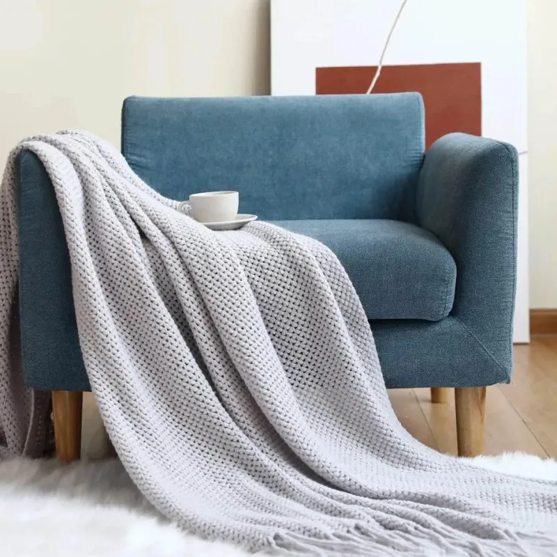 Wrap u0026 Relax Bettzeug-Nordische Strickdecke – Sofadekor aus weicher Wollmischung