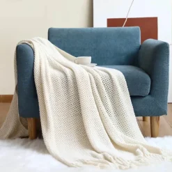 Wrap u0026 Relax Bettzeug-Nordische Strickdecke – Sofadekor aus weicher Wollmischung