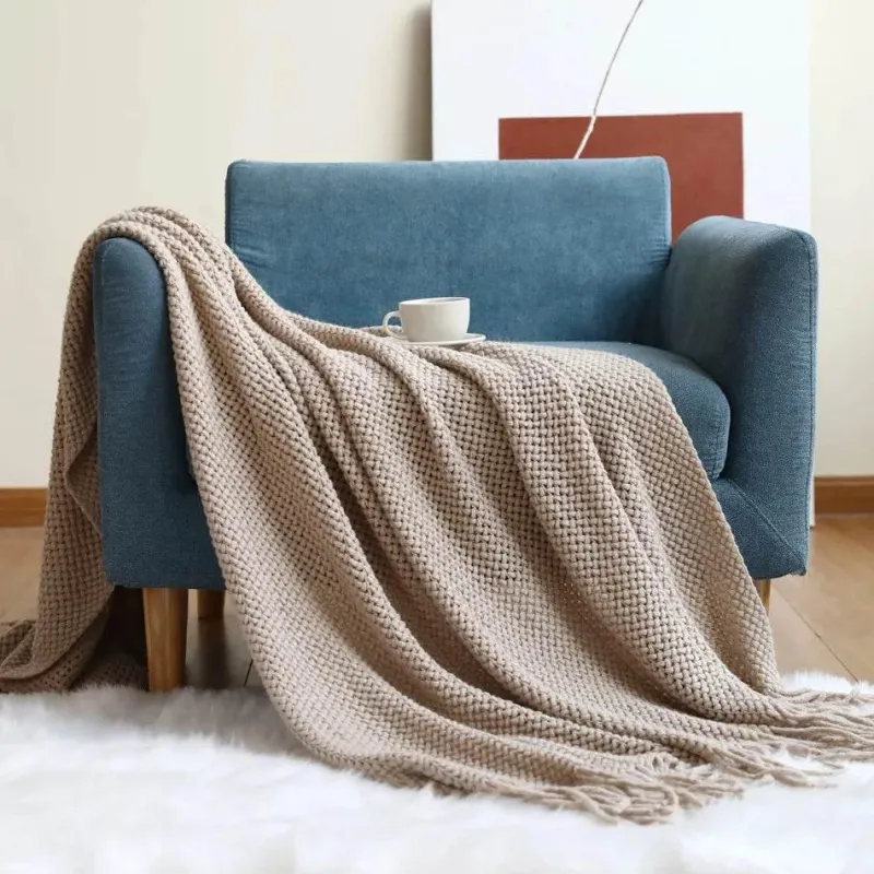 Wrap u0026 Relax Bettzeug-Nordische Strickdecke – Sofadekor aus weicher Wollmischung