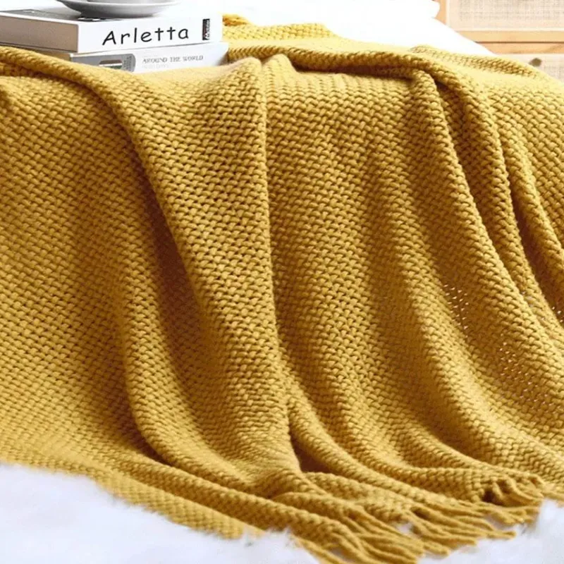 Wrap u0026 Relax Bettzeug-Nordische Strickdecke – Sofadekor aus weicher Wollmischung