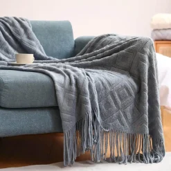 Wrap u0026 Relax Bettzeug-Nordische Strickdecke – Sofadekor aus weicher Wollmischung