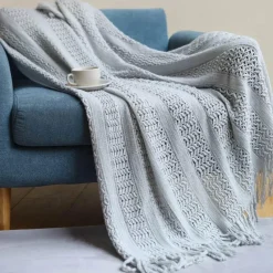 Wrap u0026 Relax Bettzeug-Nordische Strickdecke – weicher Luxus-Tagesdecken-Sofabezug