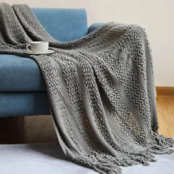 Wrap u0026 Relax Bettzeug-Nordische Strickdecke – weicher Luxus-Tagesdecken-Sofabezug